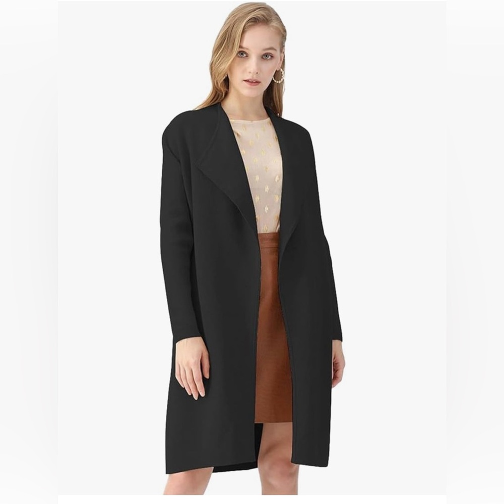 Lot of 2 Chicwish Black and Beige Open Front Cardigans
